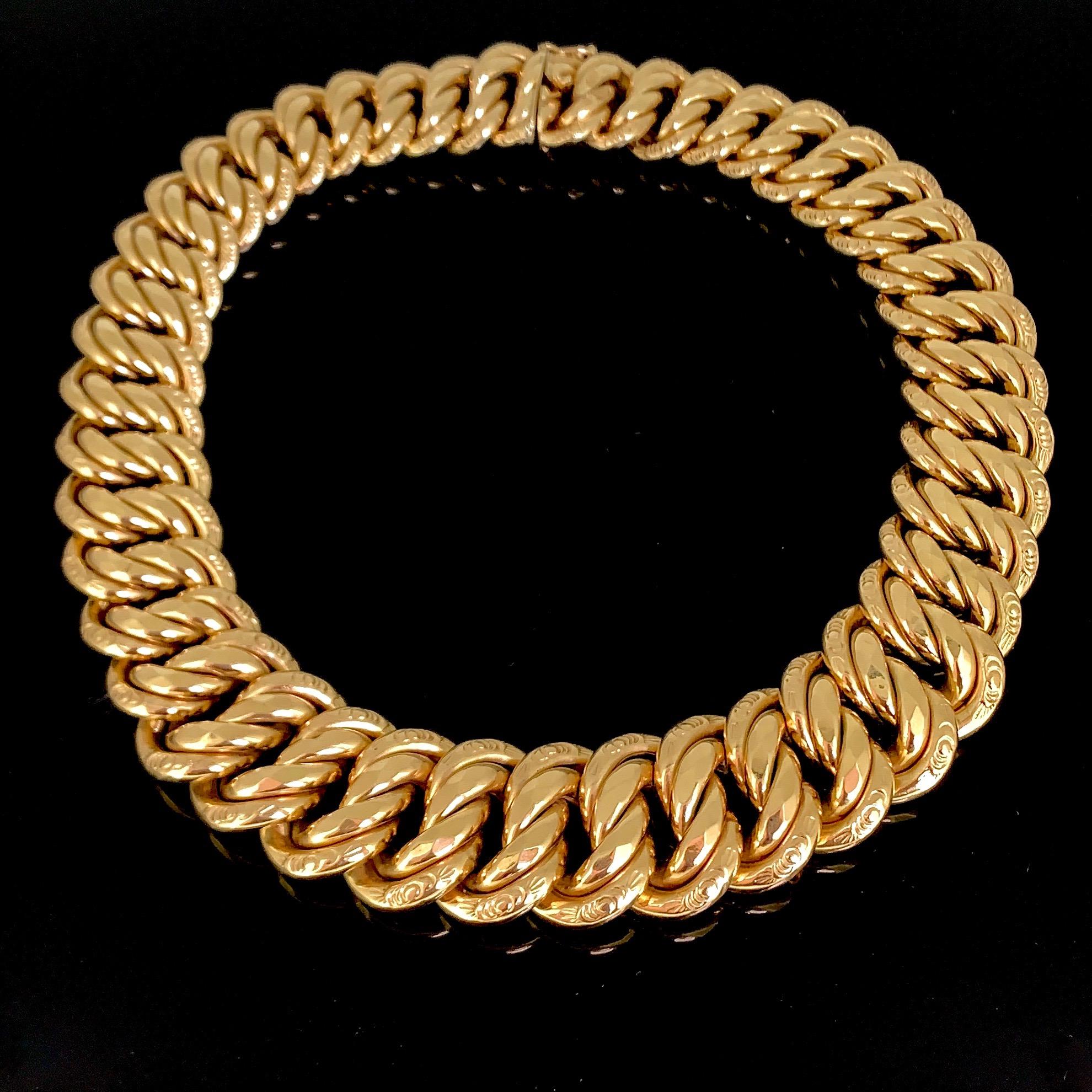 Women's or Men's Chunky Graded American Links Gold Necklace Choker