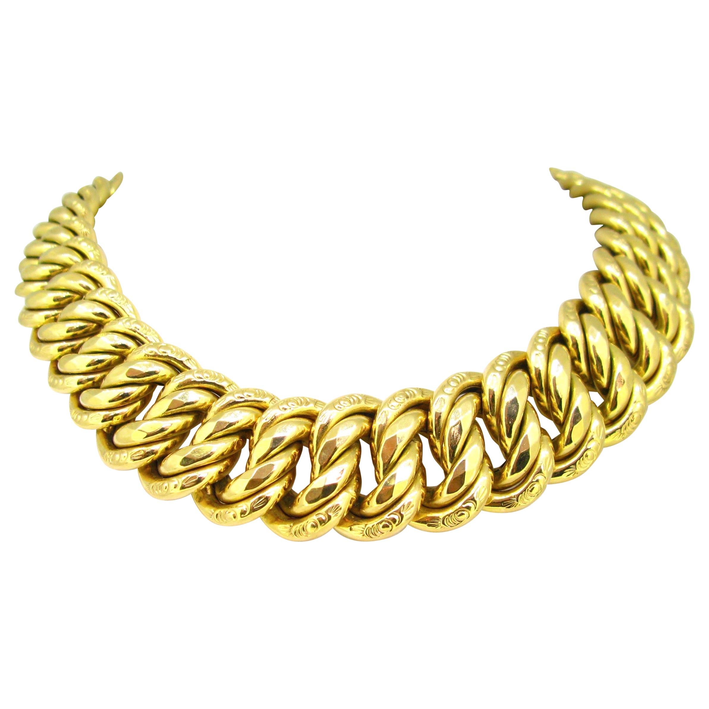 Chunky Graded American Links Gold Necklace Choker