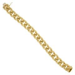 Chunky Italian 18 Karat Gold Curb Link Bracelet