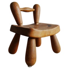 Vintage Chunky Leg stool/children stool, made of Pine tree in ca 1960