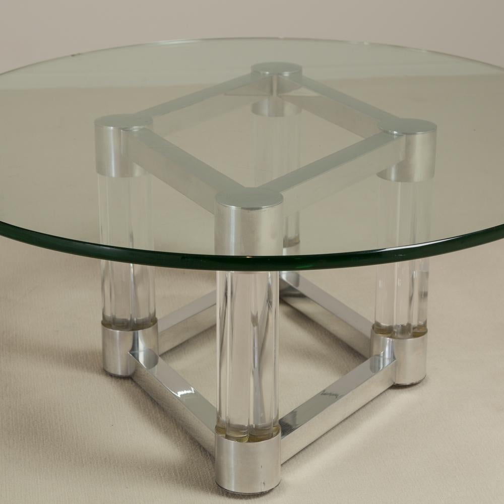 American Chunky Lucite and Aluminium Coffee Table, 1970s