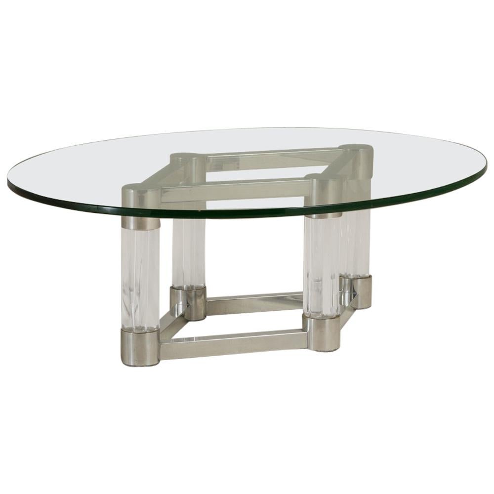 Chunky Lucite and Aluminium Coffee Table, 1970s For Sale