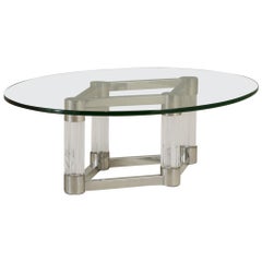Chunky Lucite and Aluminium Coffee Table, 1970s