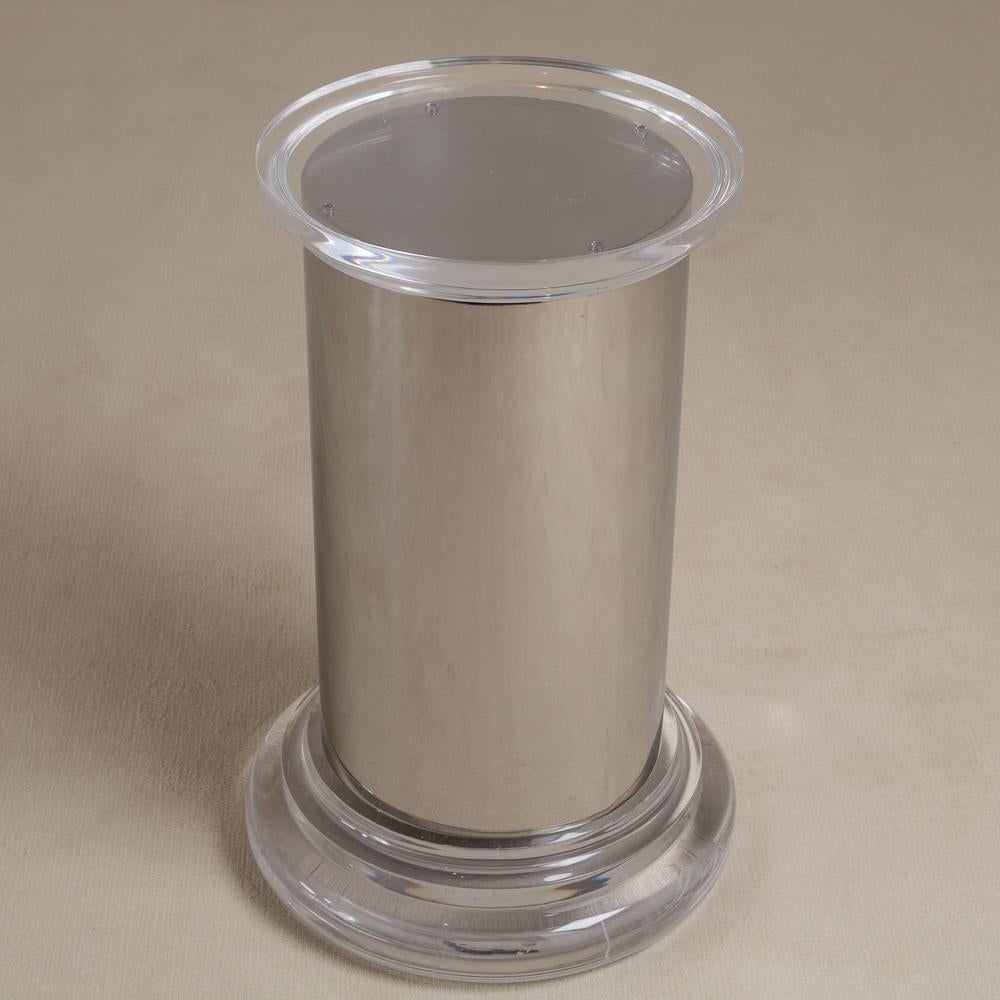 American Chunky Lucite and Steel Pedestal Table Base, 1970s