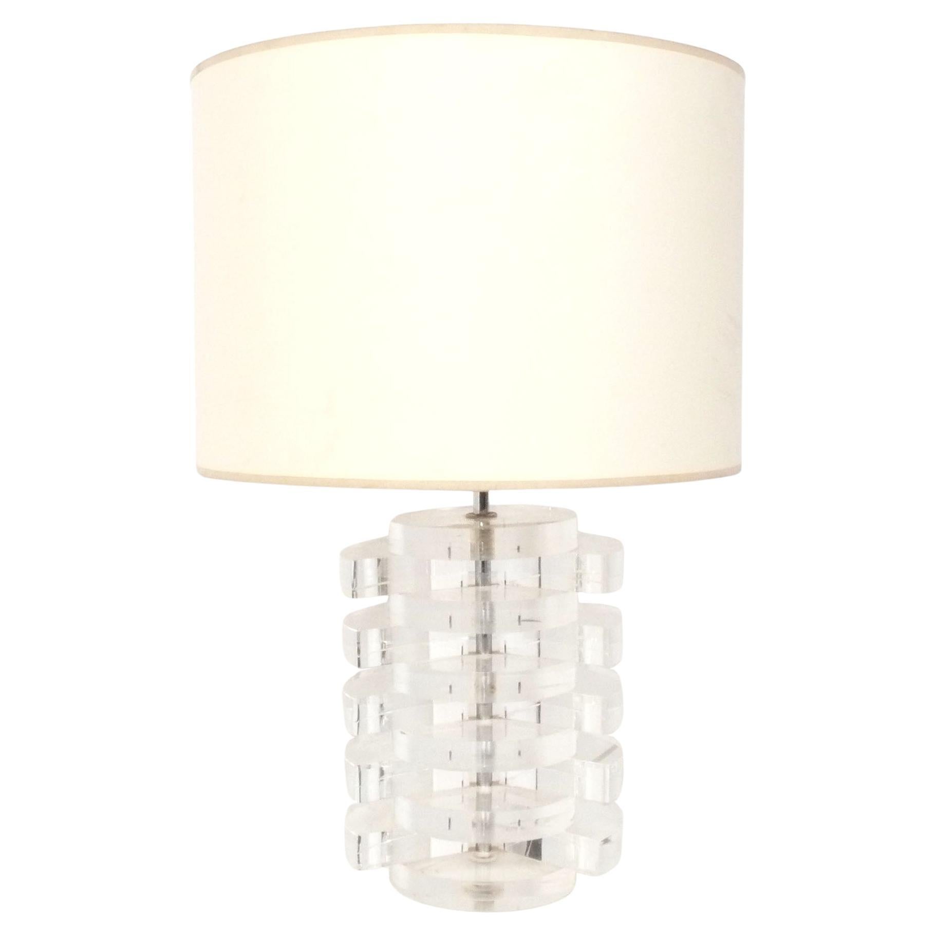 Chunky Lucite Lamp attributed to Karl Springer Mid Century Modern Glamour