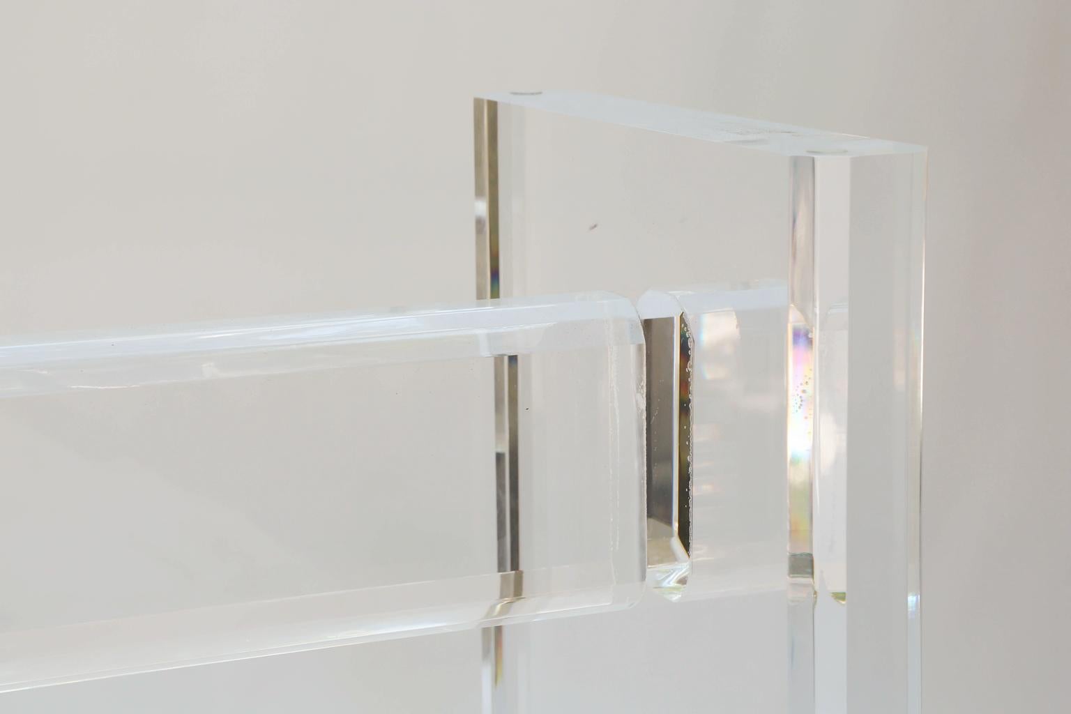 Hollywood Regency Chunky Lucite Table Base in the Manner of Karl Springer