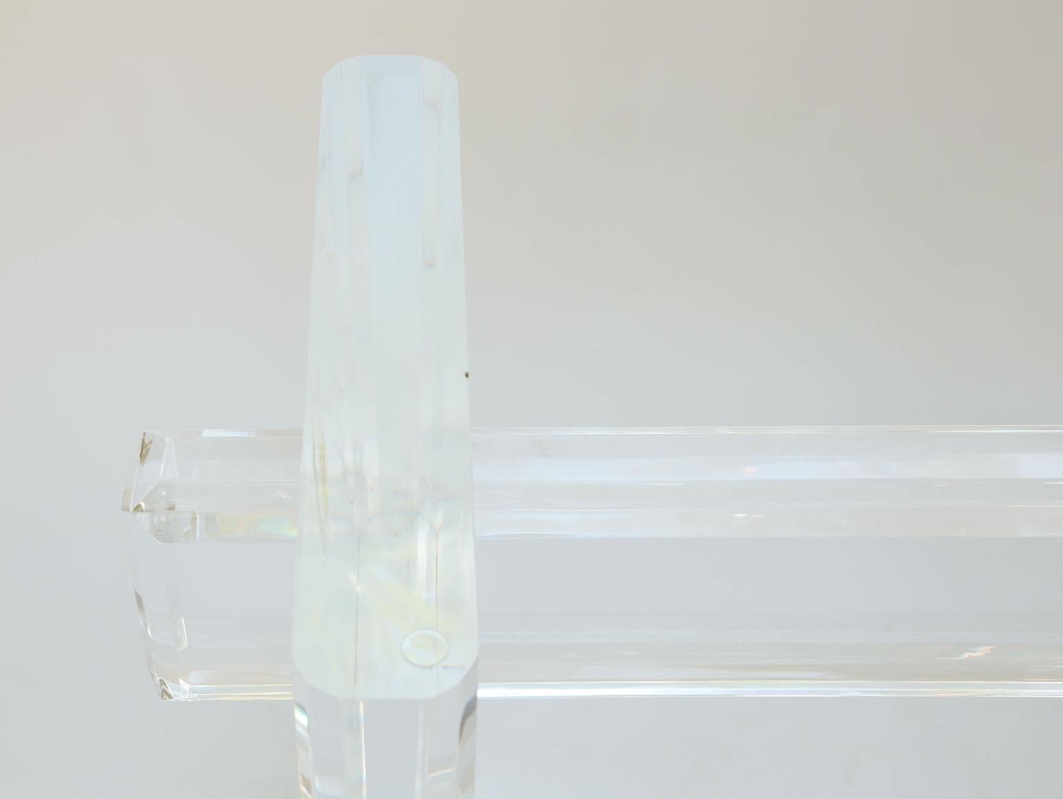 American Chunky Lucite Table Base in the Manner of Karl Springer