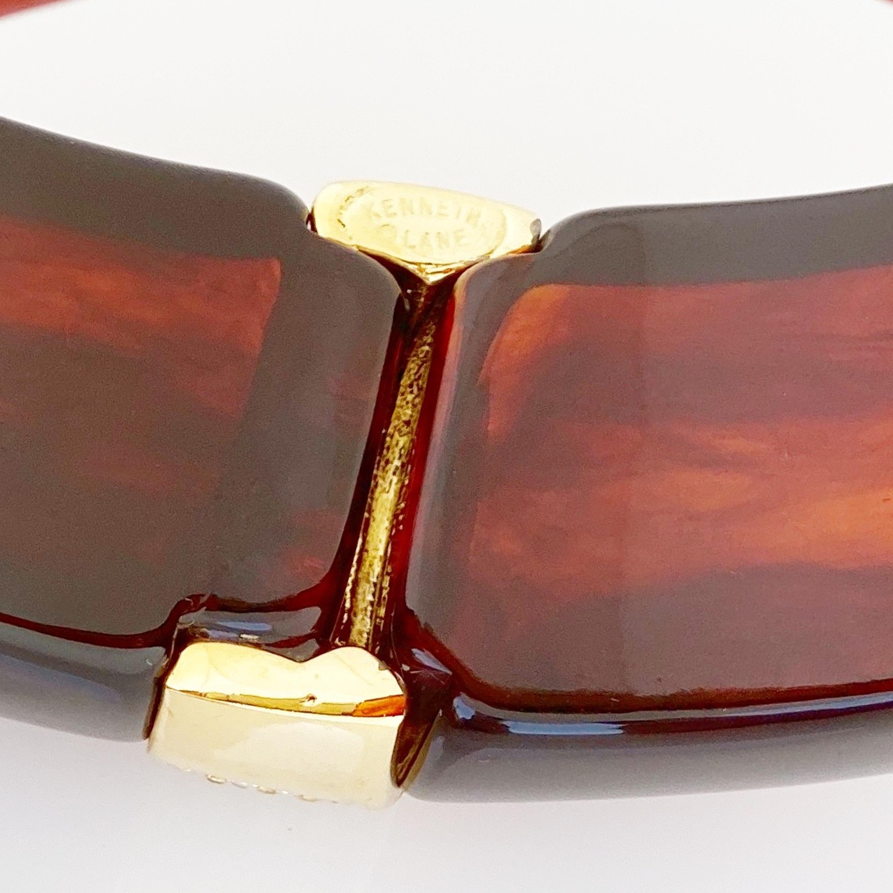 Chunky Lucite Tortoise Hinged Cuff With Crystal Pavé By Kenneth Jay Lane, 1990s 1