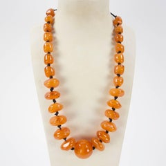 Chunky Lustrous Faux Honey Amber Resin Beads Necklace