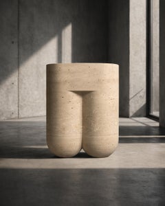 Taburete de diseño de travertino veteado, edición limitada, fabricado en Italia