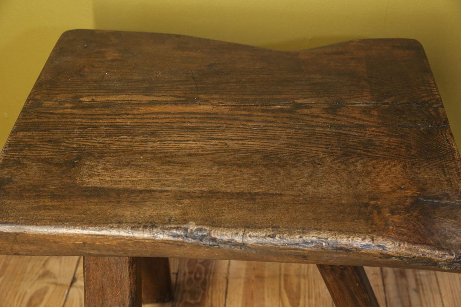 Oak Chunky Massive Side Table or Stool With a Primitive , Rustic Feel