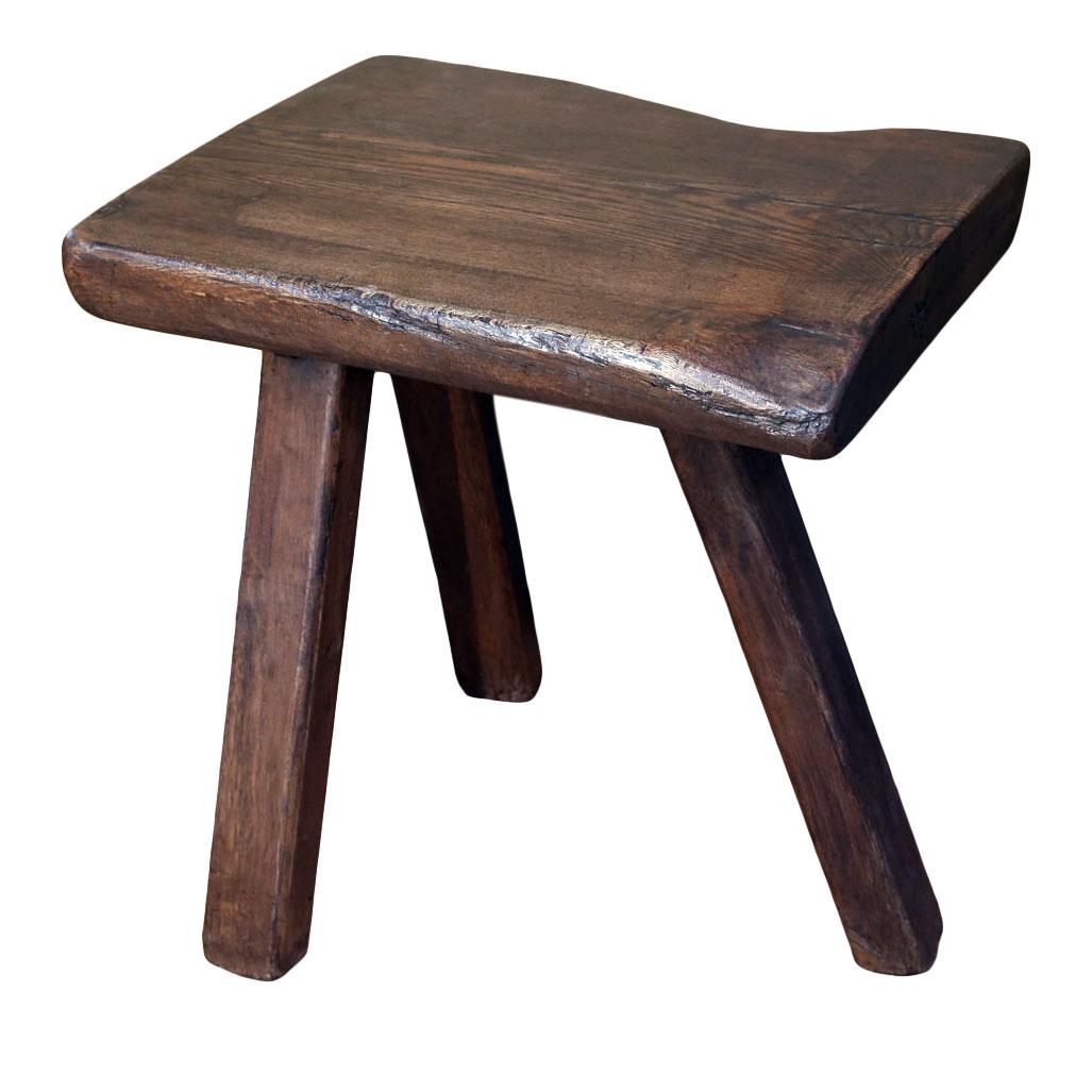 Chunky Massive Side Table or Stool With a Primitive , Rustic Feel