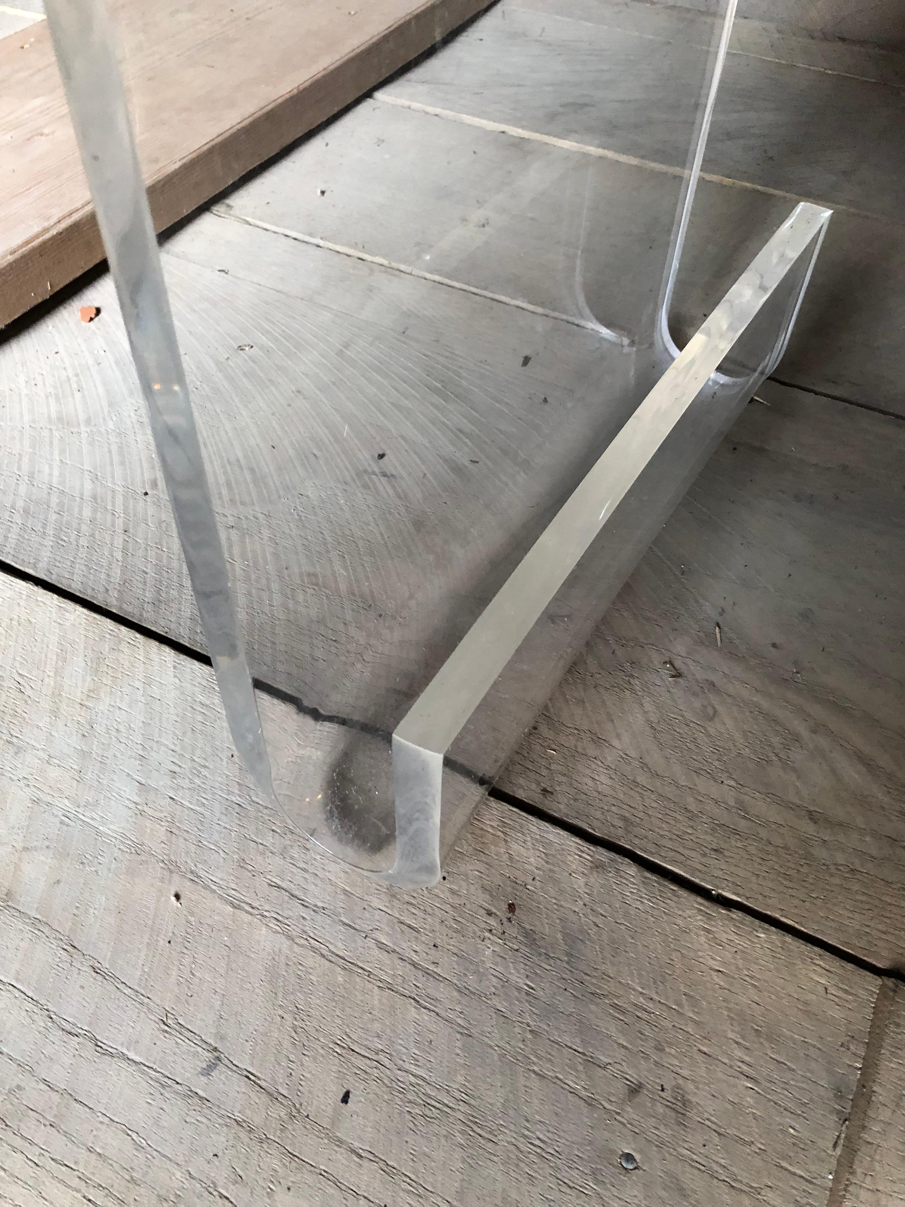 Chunky Mid Century Modern Lucite Waterfall Style Ottoman Bench 2