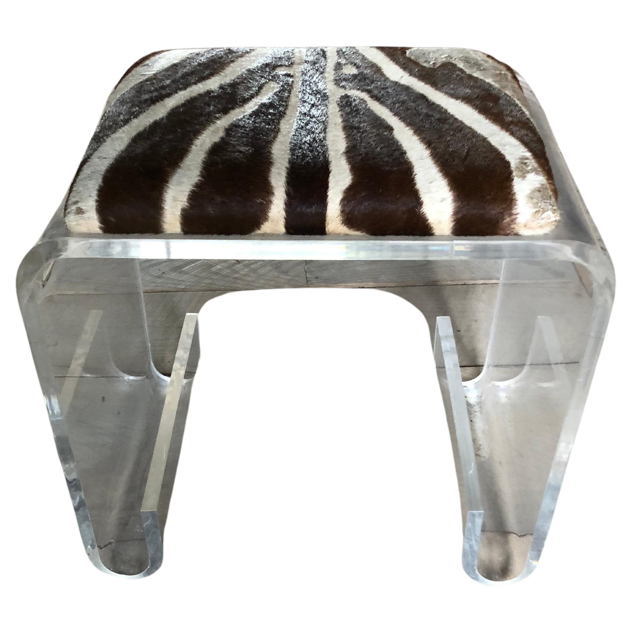 Chunky Mid Century Modern Lucite Waterfall Style Ottoman Bench