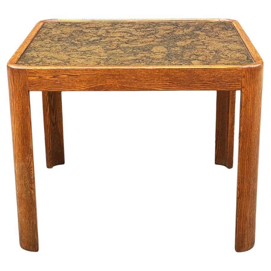 Chunky Mid Century Modern Oak and Cork Square Dining Table or Game Table For Sale
