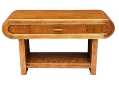 Klobiger postmoderner Medientisch oder Konsolentisch aus Eiche aus der Mitte des Jahrhunderts