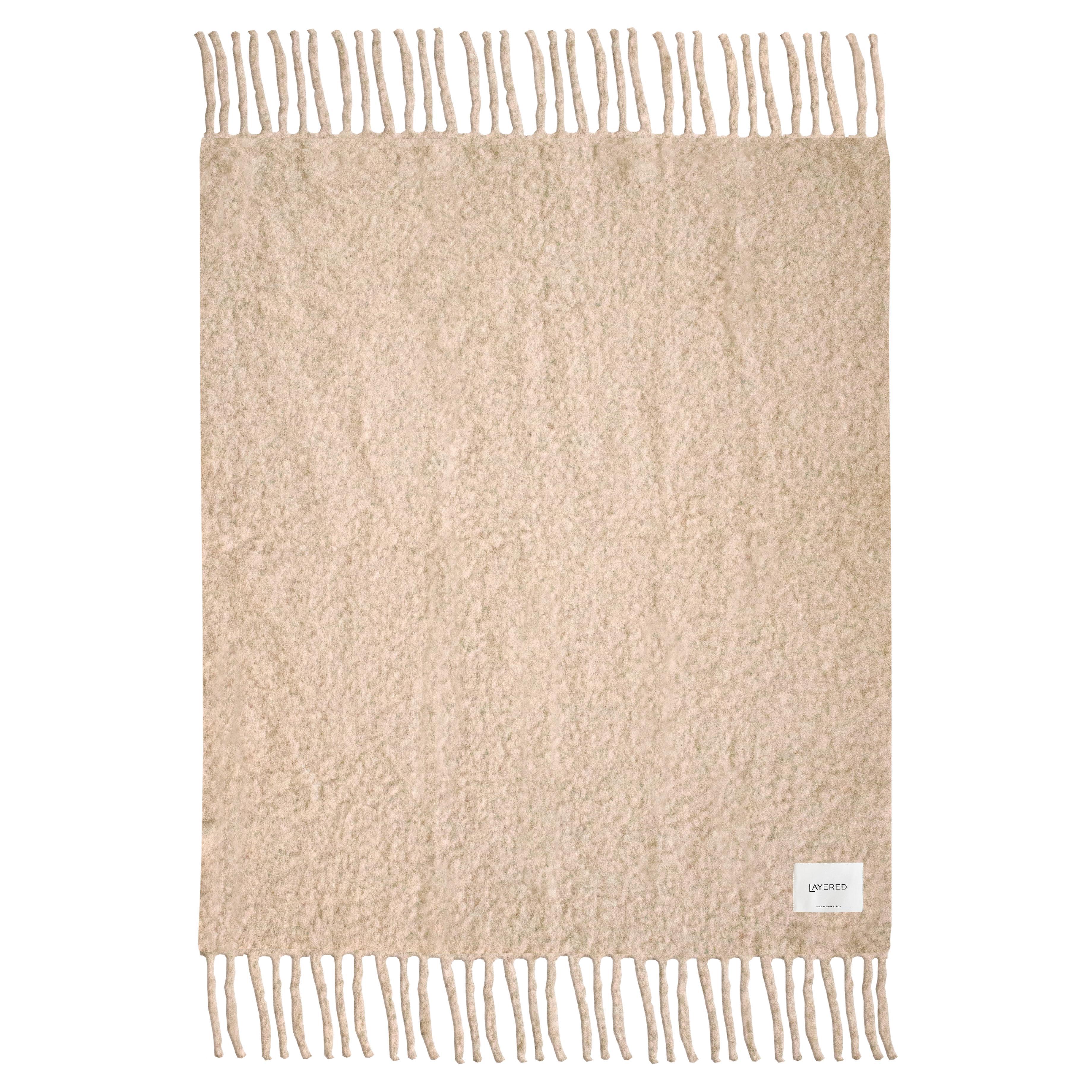 Chunky Mohair Blanket Oatmeal 140x200 For Sale