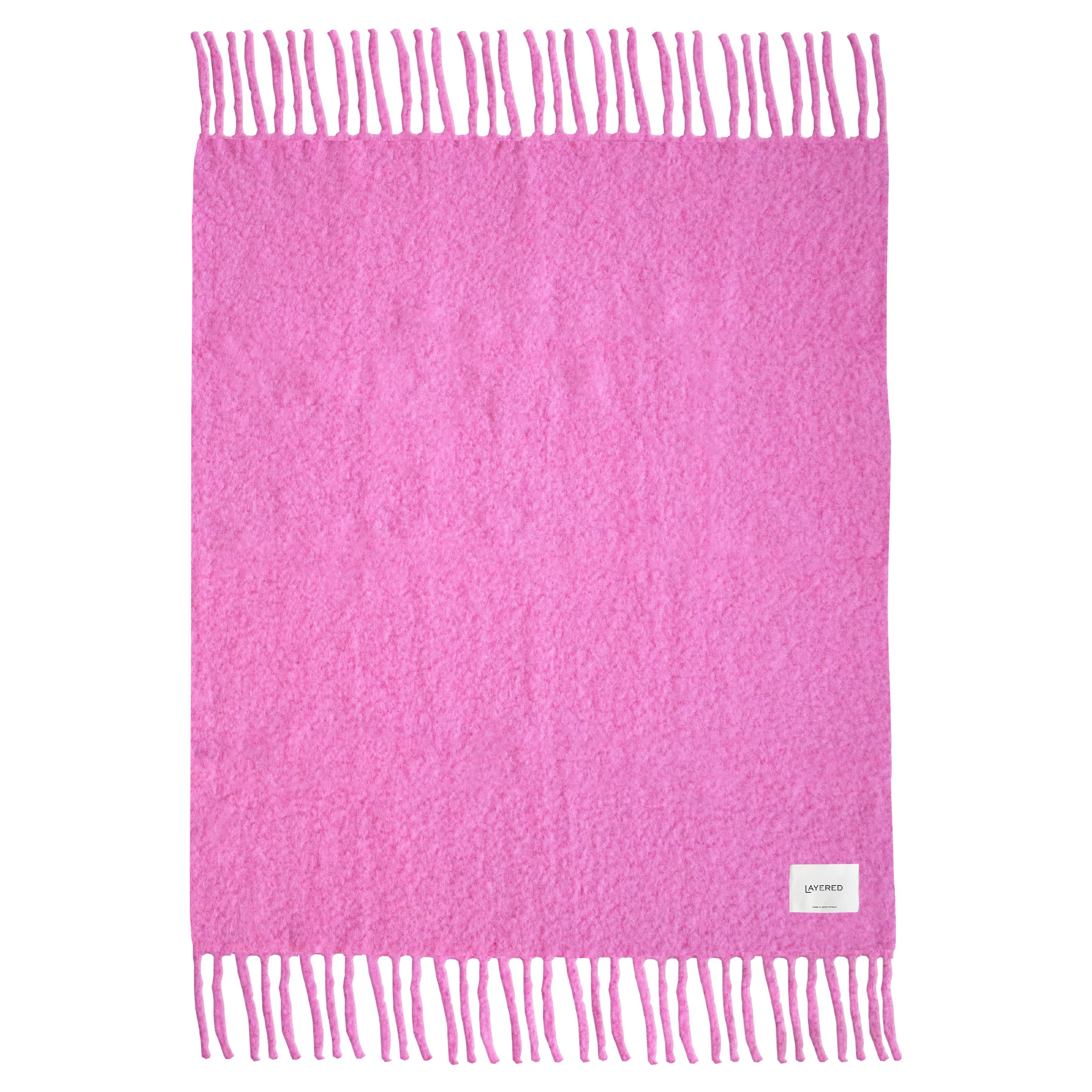 Chunky Mohair Blanket Pink Punch 140x200 For Sale