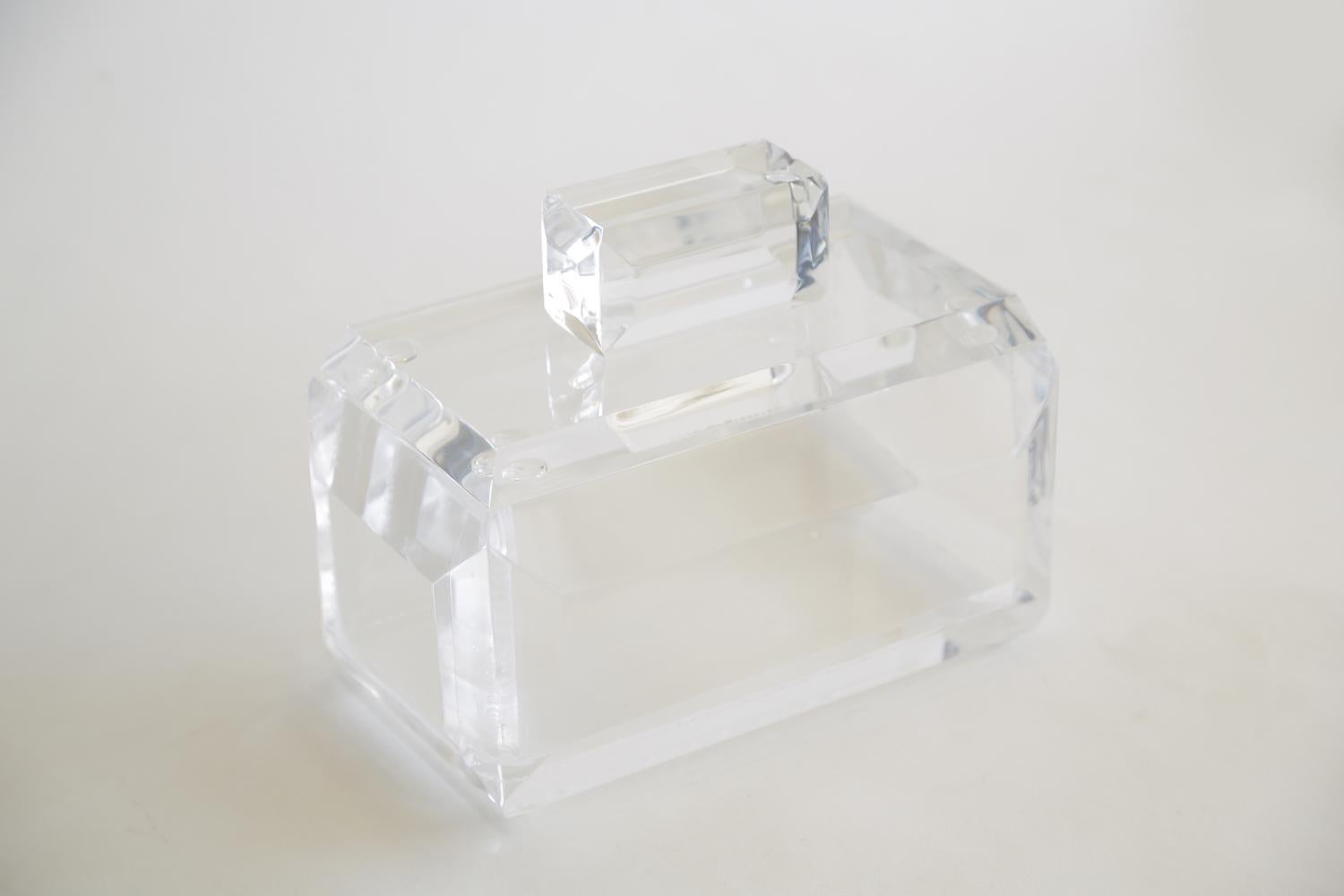 Late 20th Century Chunky Monumental Lucite Box Vintage Desk Accessory