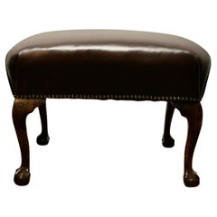 Chunky Oak Cabriole Leg Leather Library Stool    This is a good Sturdy Stool