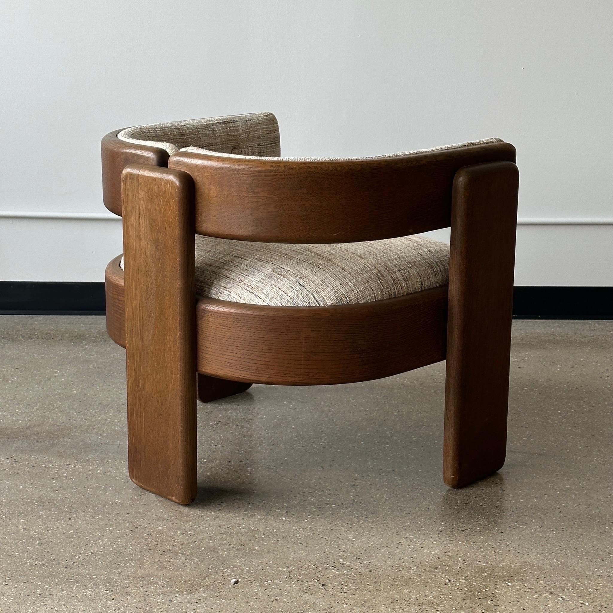 Wool Chunky Oak Lounge Chair by Jens Risom for Marble Furniture