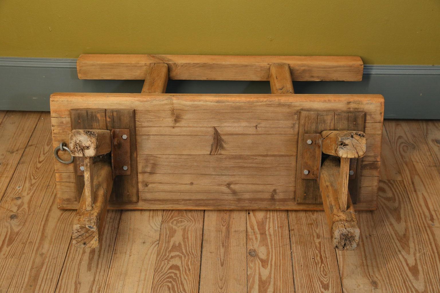 Iron Chunky Oak Rustic Bench with Primitive Hand-Made design 