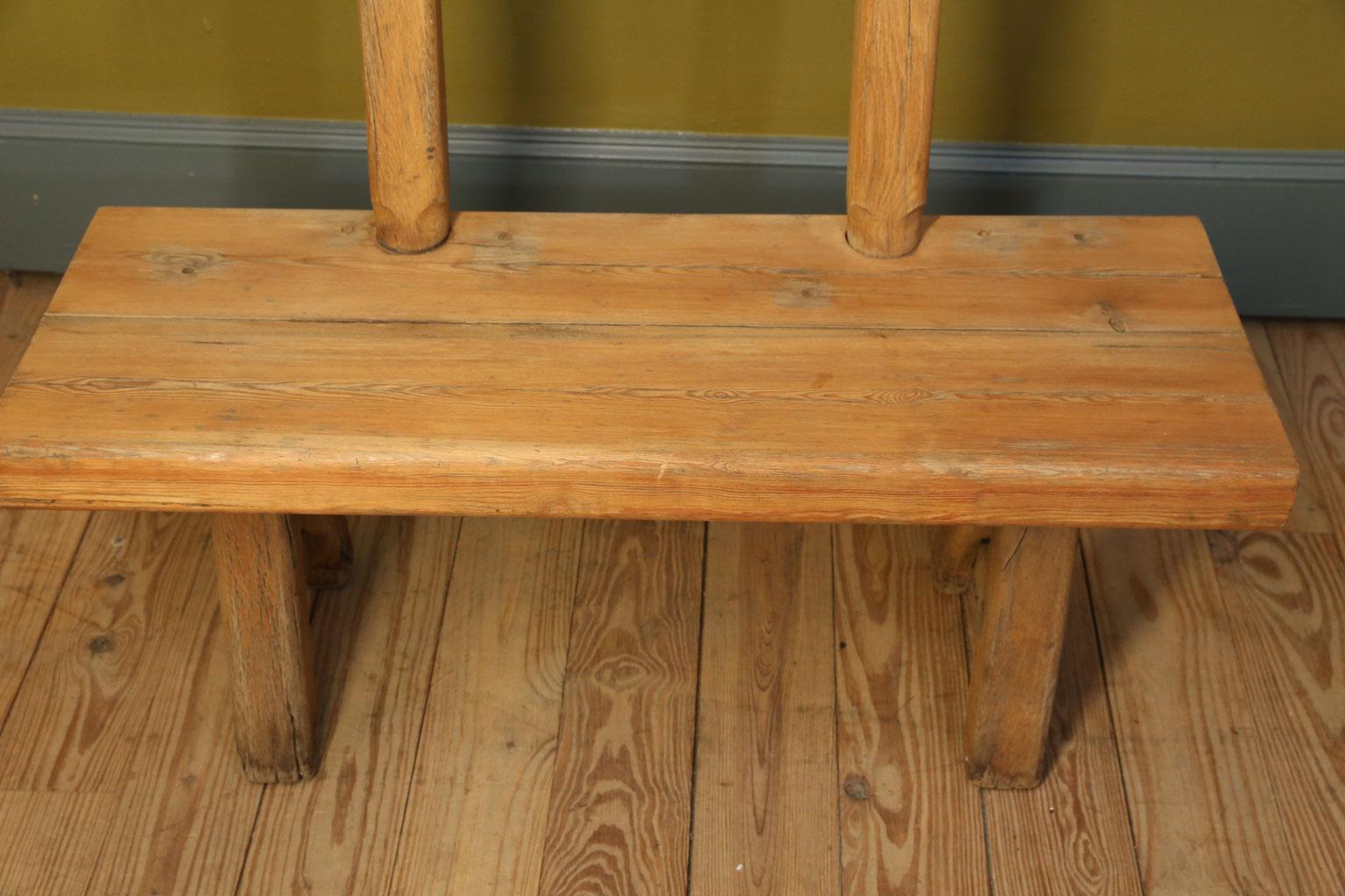 Hand-Carved Chunky Oak Rustic Bench with Primitive Hand-Made design 