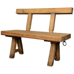 Chunky Oak Rustic Bench with Primitive Hand-Made design 