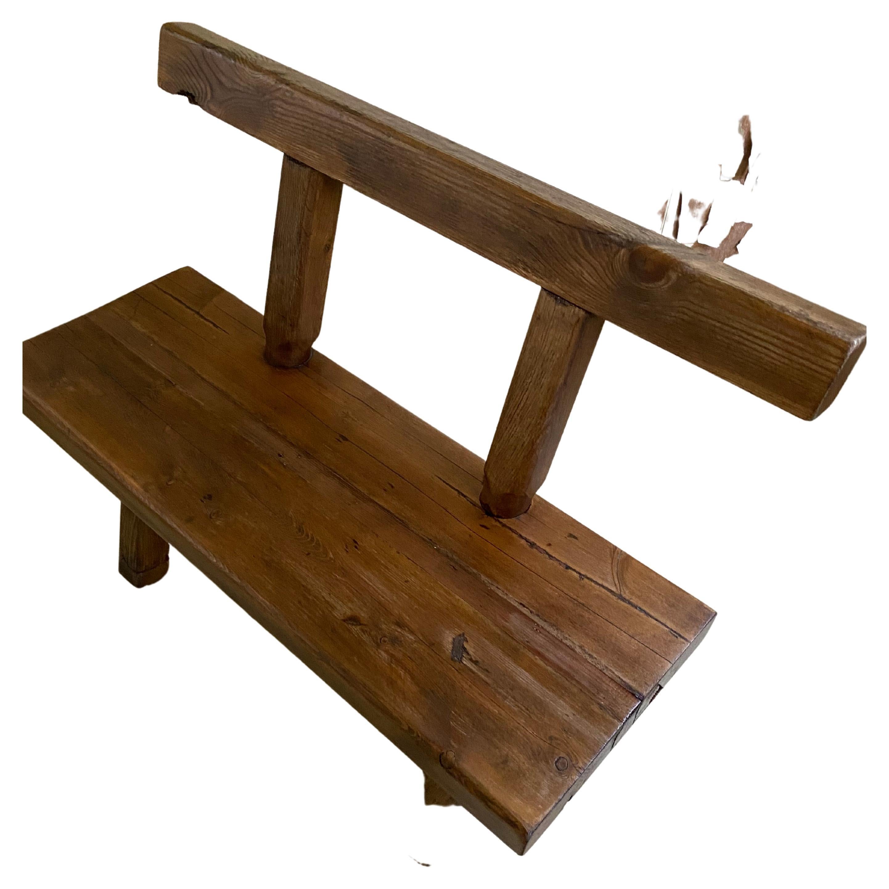 Chunky Oak Rustic Bench with Primitive Hand-Made design 