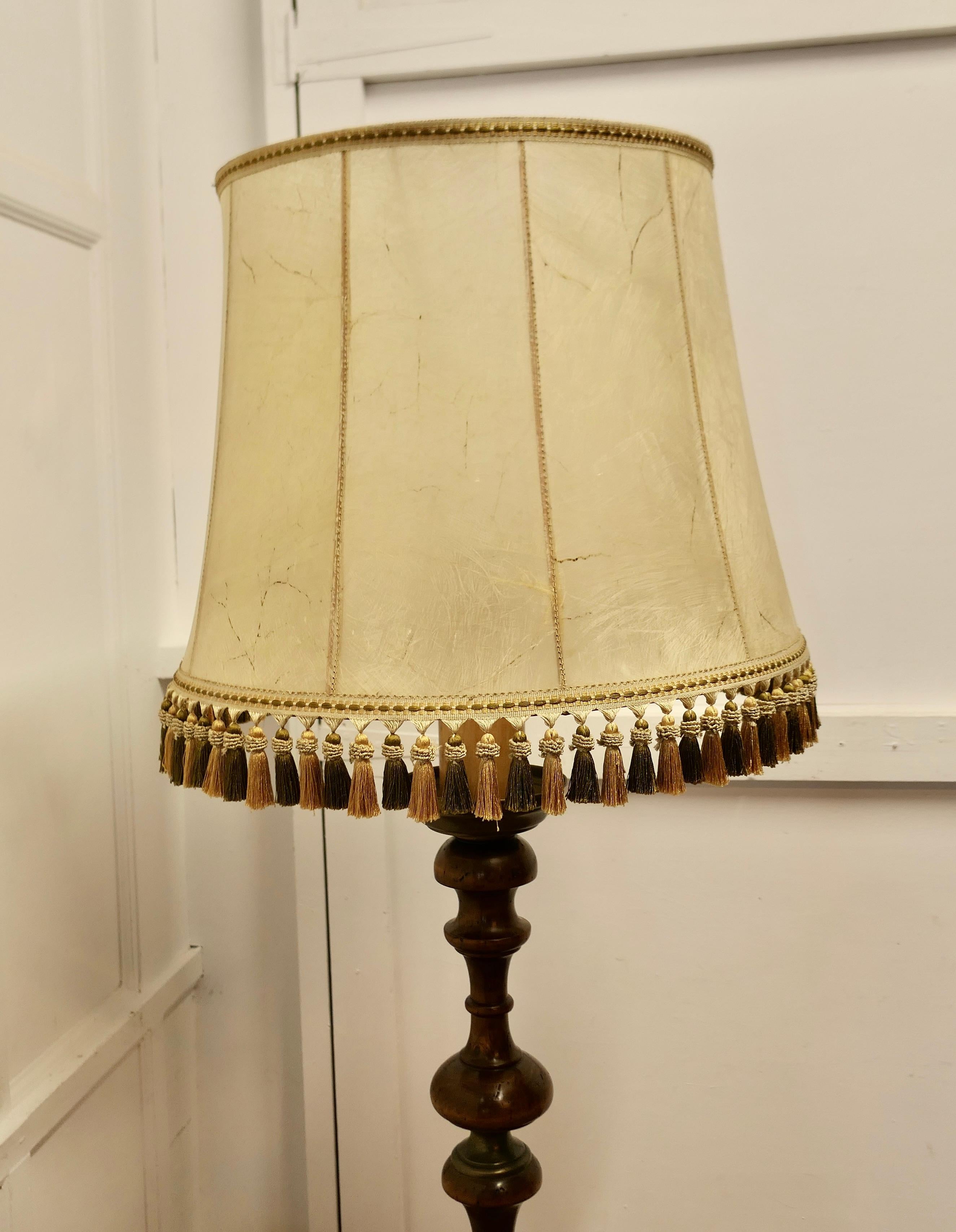 20th Century Chunky Oak Standard or Floor Lamp   This lamp is a country piece  For Sale