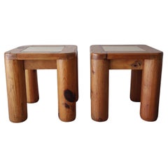 Chunky Pair of Rustic Pine Craftsman Side Tables