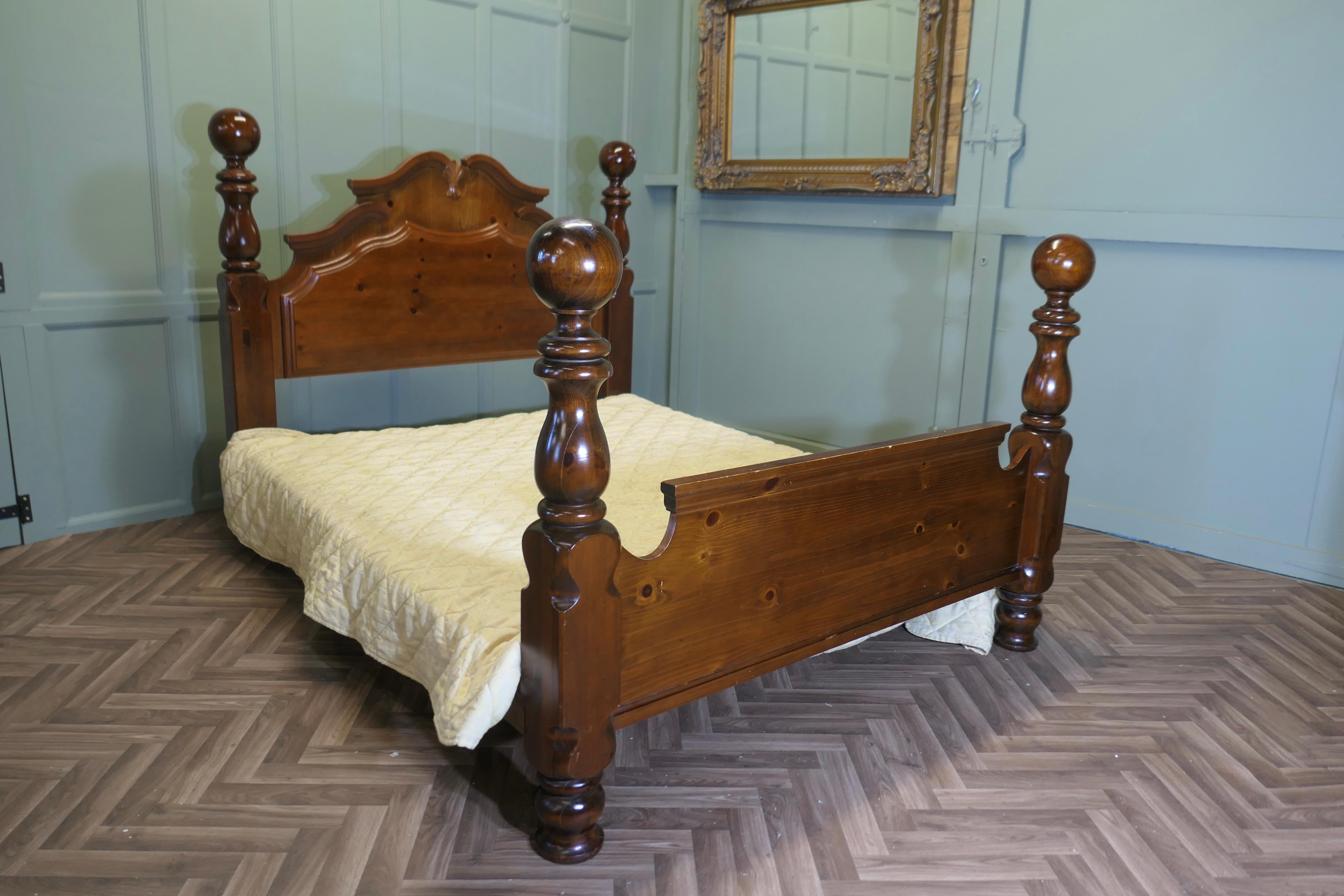 French Provincial Chunky Pine King Size Double Bed For Sale