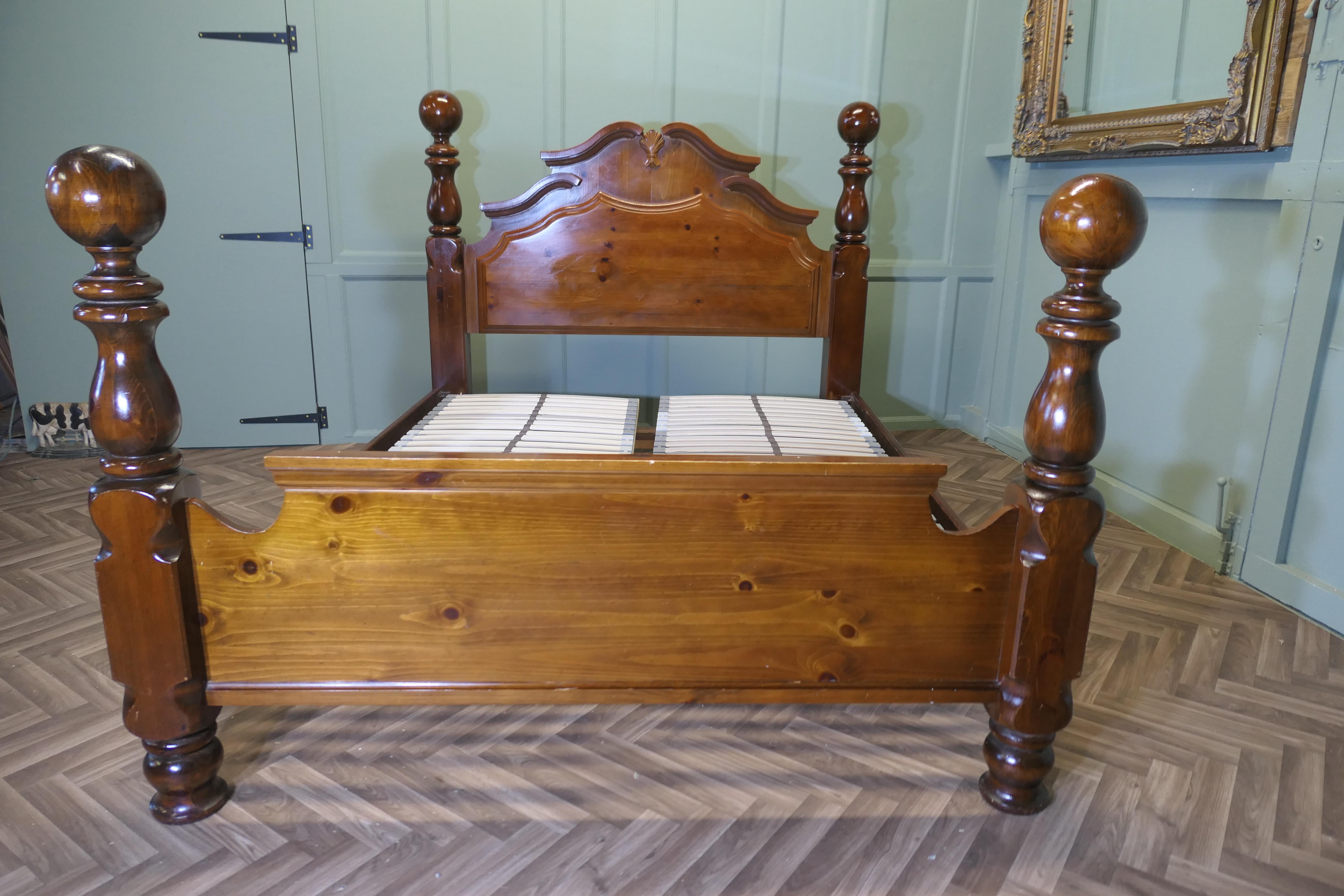 Chunky Pine King Size Double Bed For Sale 1