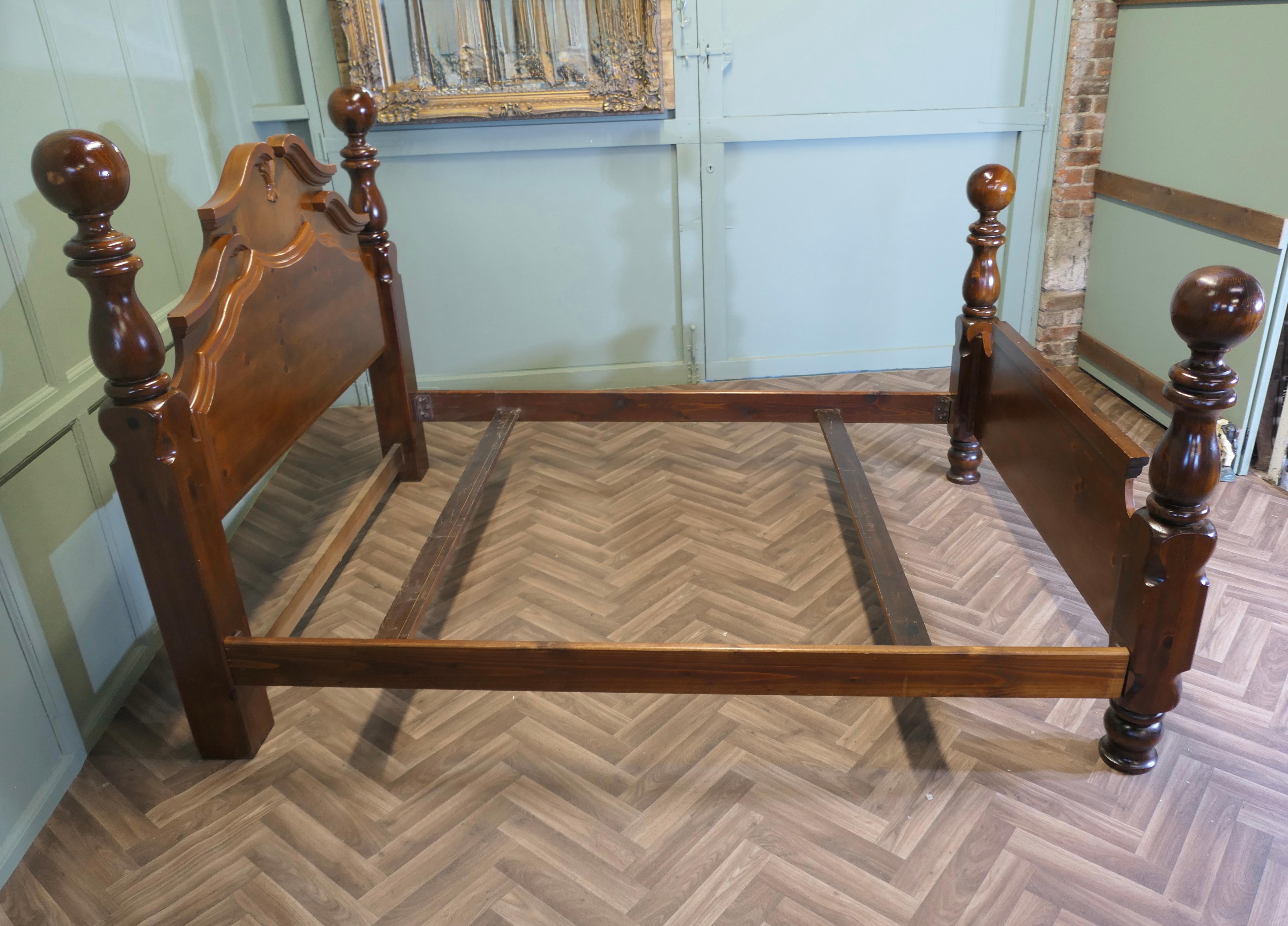 Chunky Pine King Size Double Bed For Sale 2