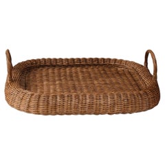 Handgefertigtes Rattan-Tablett aus Teakholz im British Colonial-Stil