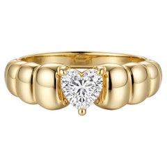 Chunky Ribbed Heart Moissanite Ring Silver, Gold