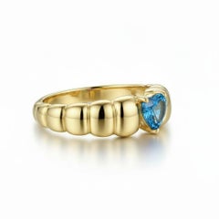 Chunky Ribbed Heart Topaz Ring Silver, Gold