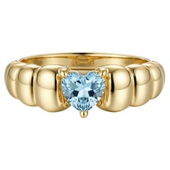 Chunky Ribbed Heart Topaz Ring Silver, Gold