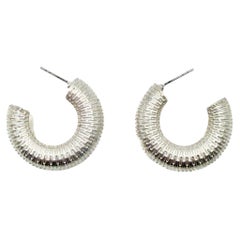 Orecchini a cerchio in argento con motivo a coste spesse, stile vintage anni 2000, gioielli da donna