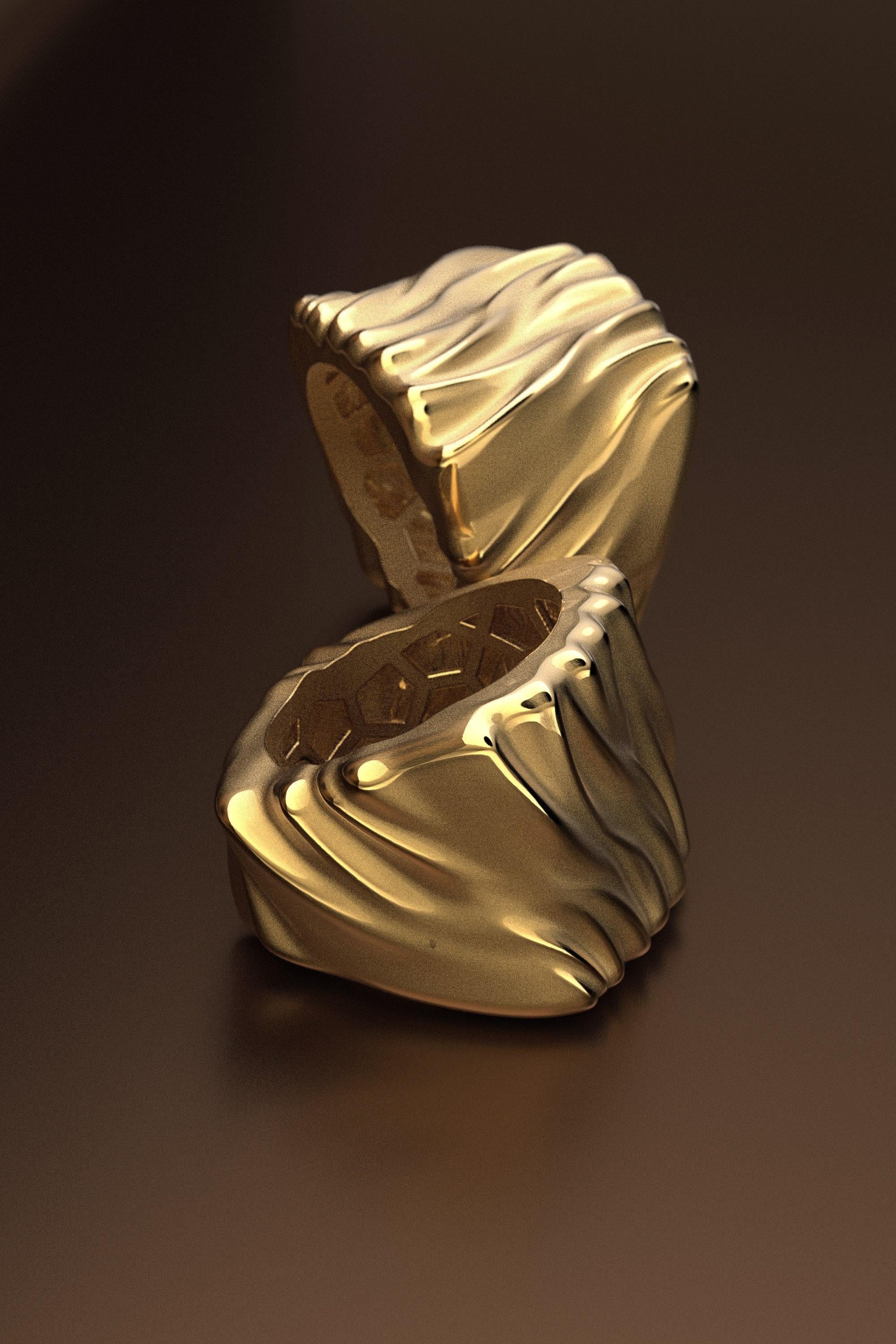 in vendita:  Anello grosso in oro 14k Made in Italy di Oltremare Gioielli 10