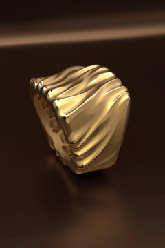Chunky Ring in 18k Gold Made in Italy Fine Jewelry by Oltremare Gioielli