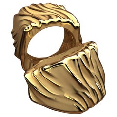 Chunky Ring aus 18 Karat Gold, hergestellt in Italien, feiner Schmuck von Oltremare Gioielli