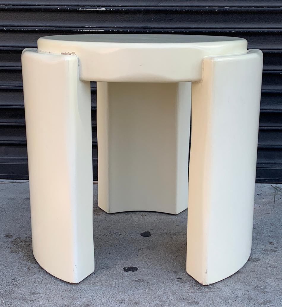Mid-Century Modern Chunky Round Side Table in the Style of Karl Springer