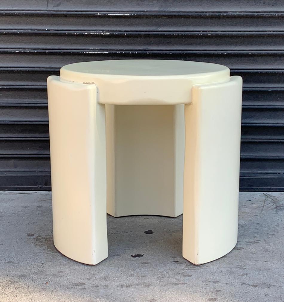 American Chunky Round Side Table in the Style of Karl Springer