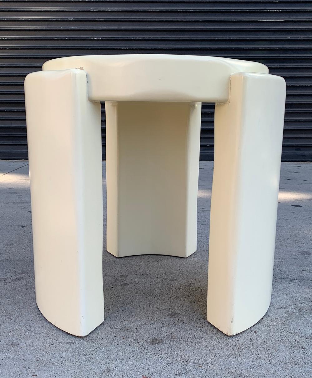 Lacquered Chunky Round Side Table in the Style of Karl Springer