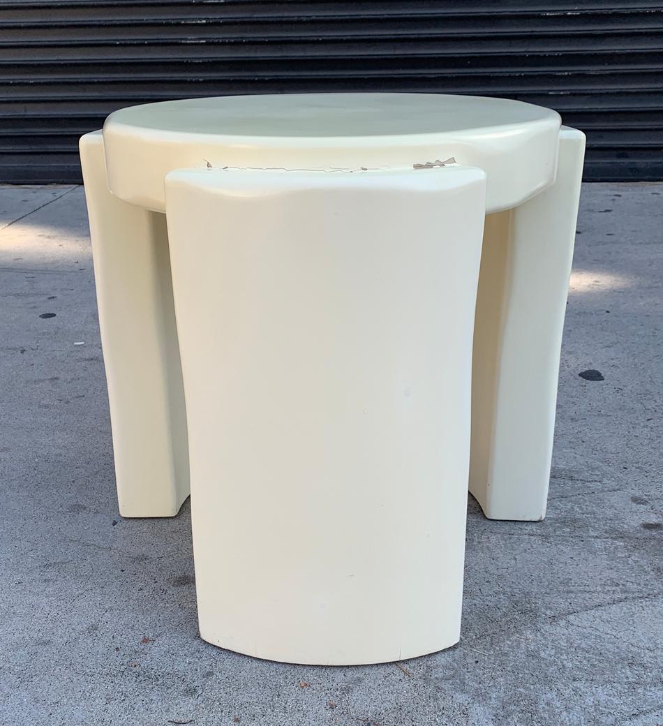 Chunky Round Side Table in the Style of Karl Springer In Fair Condition In Los Angeles, CA