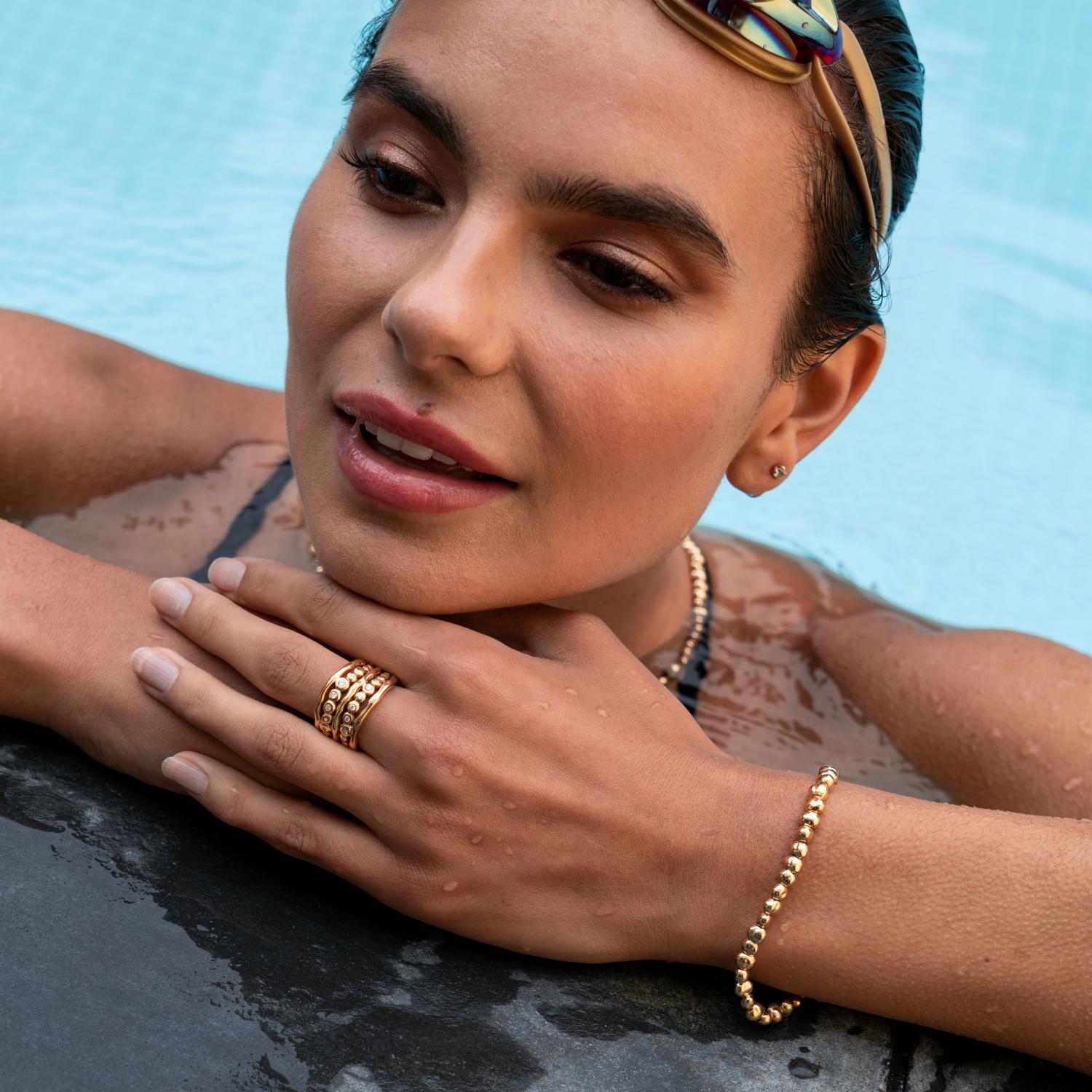Moderne Chunky Signature Nugget Bracelet en Vermeil d'or en vente