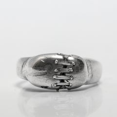 Anello con diamante baguette, argento, pezzo unico