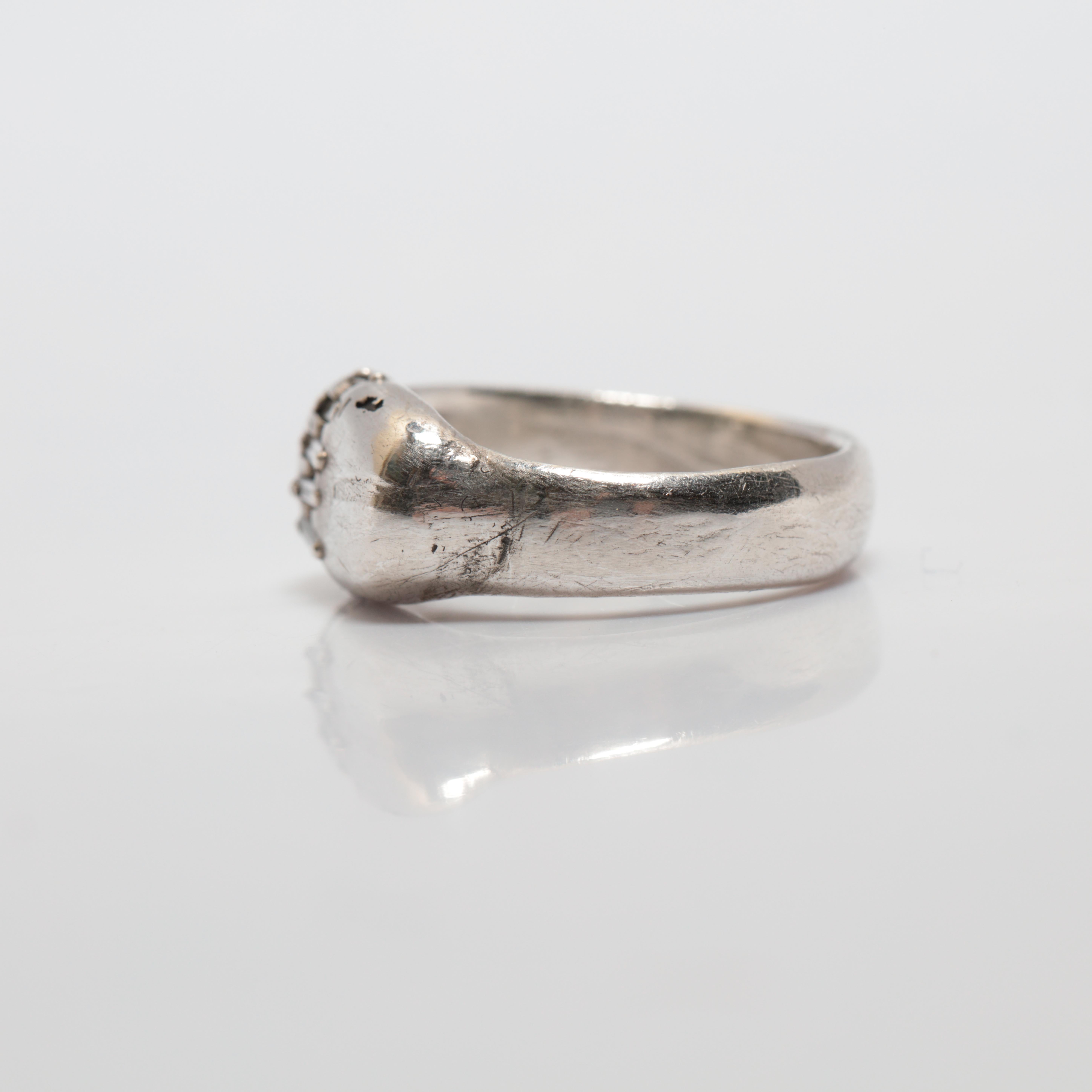 Chunky Sterling Silber & natürliche Baguette Diamanten Ring, ein von einer Art für Damen oder Herren im Angebot