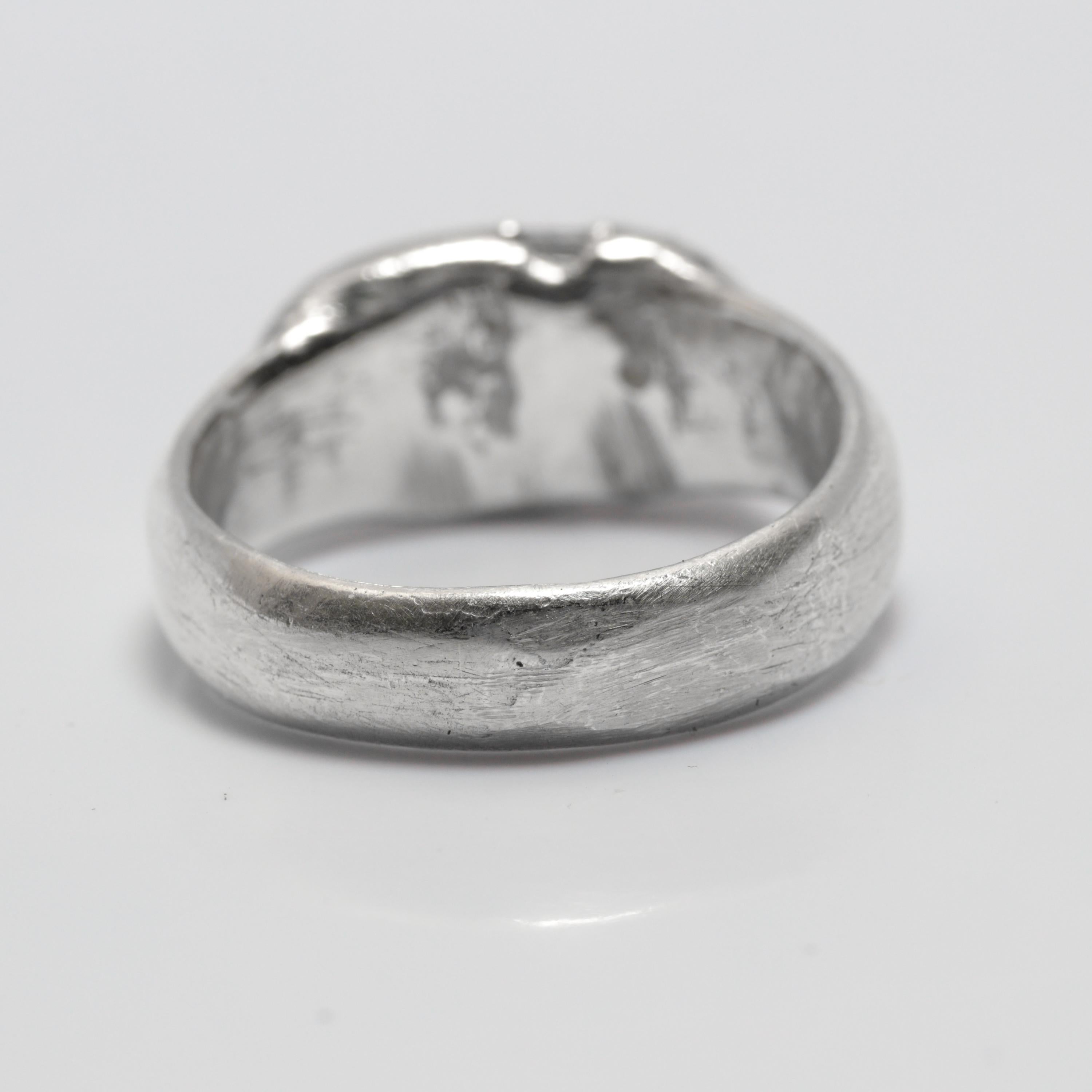 Chunky Sterling Silber & natürliche Baguette Diamanten Ring, ein von einer Art im Angebot 1